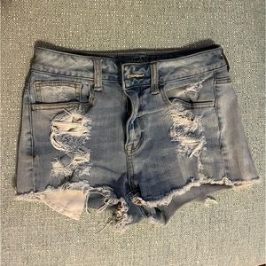 AE high-rise shortie denim shorts